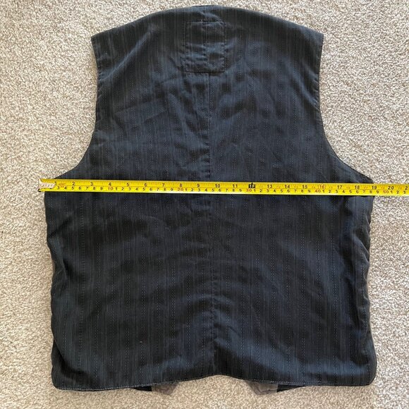 Vintage Gray Whimsygoth Button Up Utility Vest with Striped Black Back Medium - Picture 9 of 9